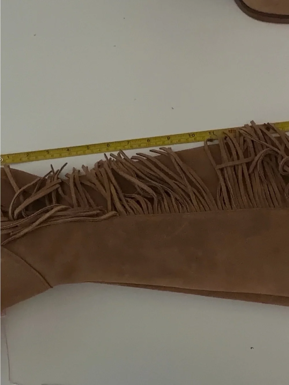 Dolce Vita Suede Fringe Knee-High Boots in Tan